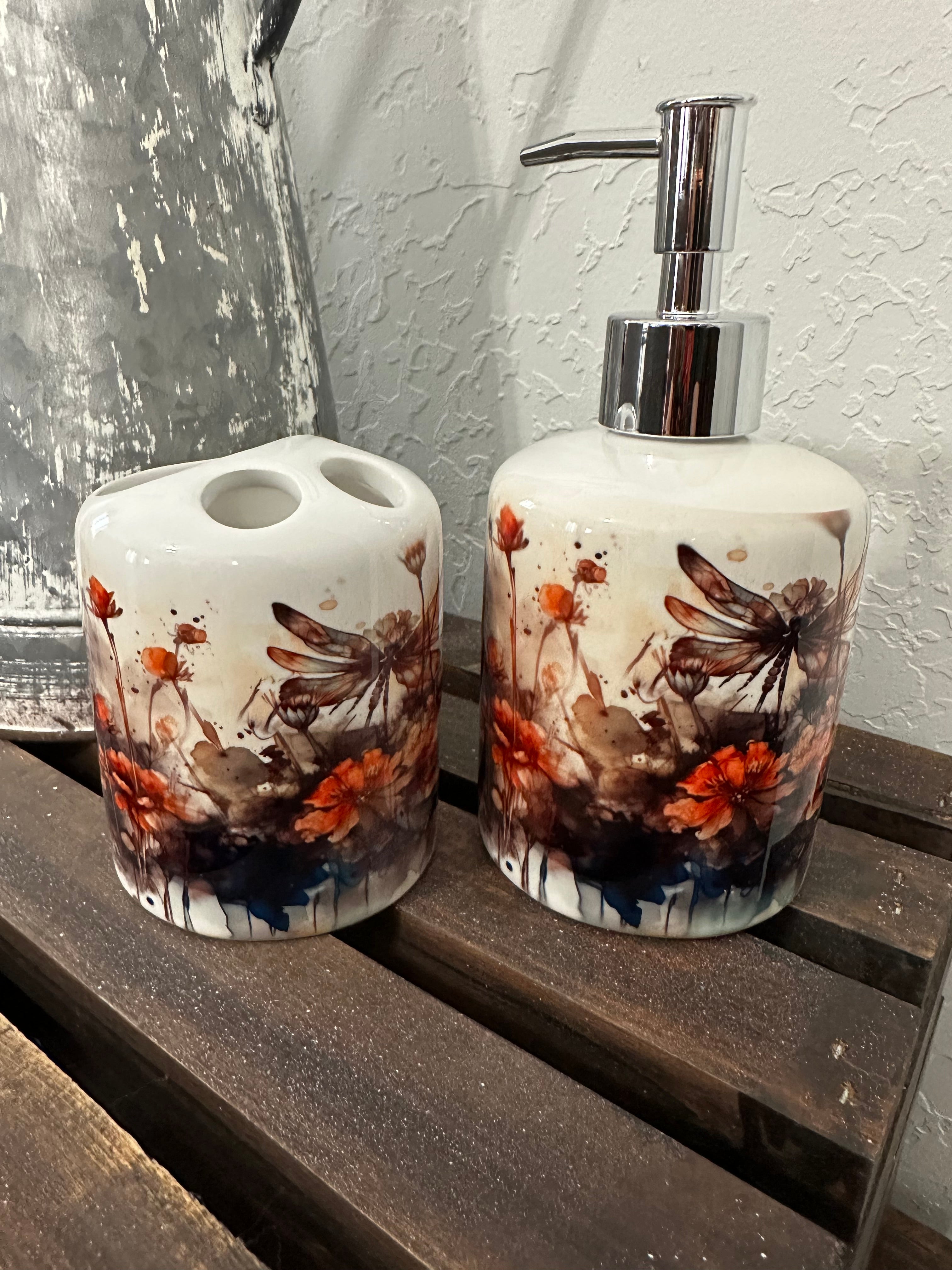 Moody Dragonfly Fall Soap/Lotion Dispenser & Holder