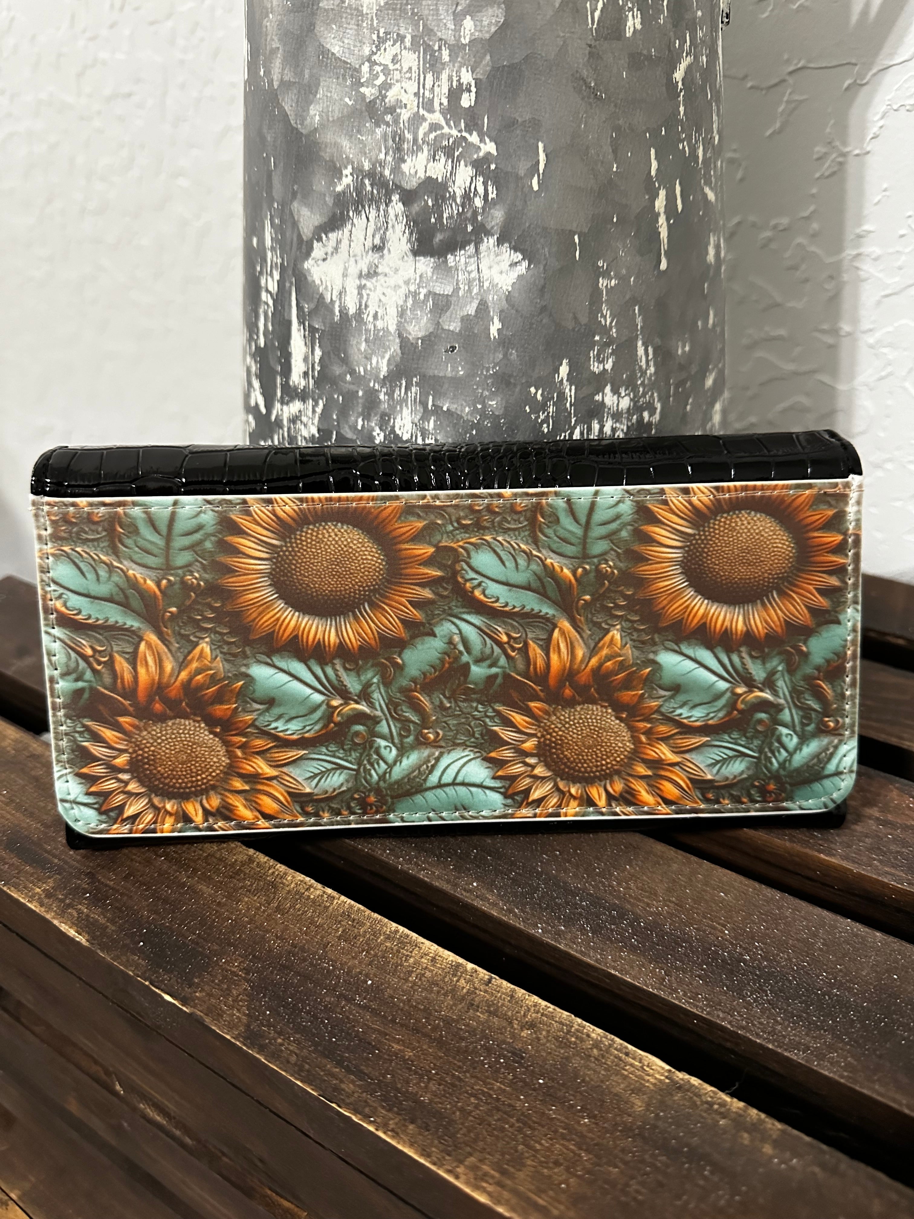 Sunflower Tooled Leather Wallet