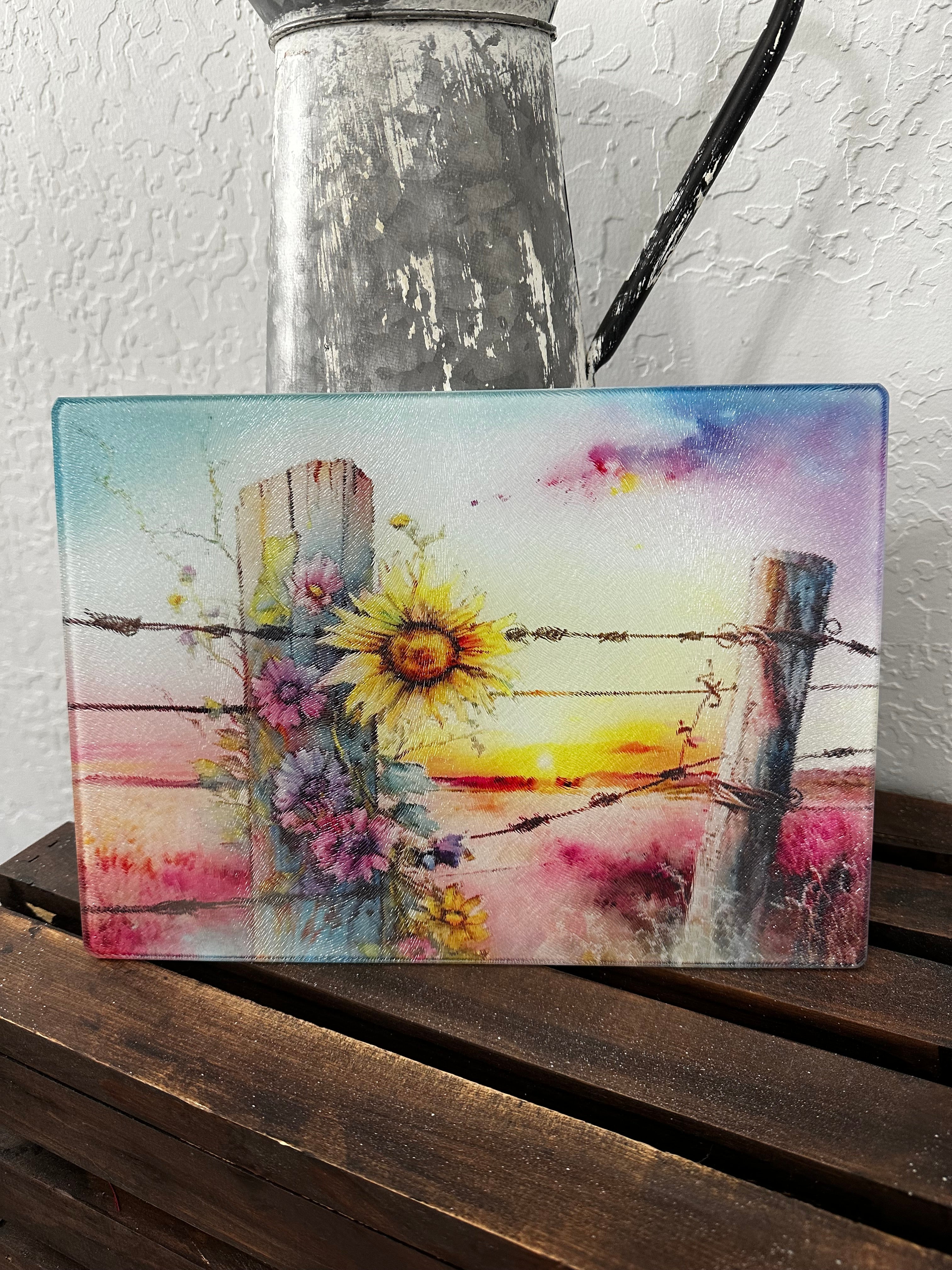Sunset glass cutting board