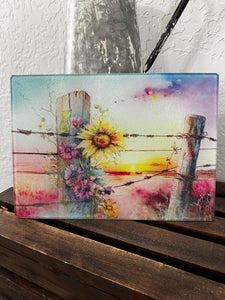 Sunset glass cutting board
