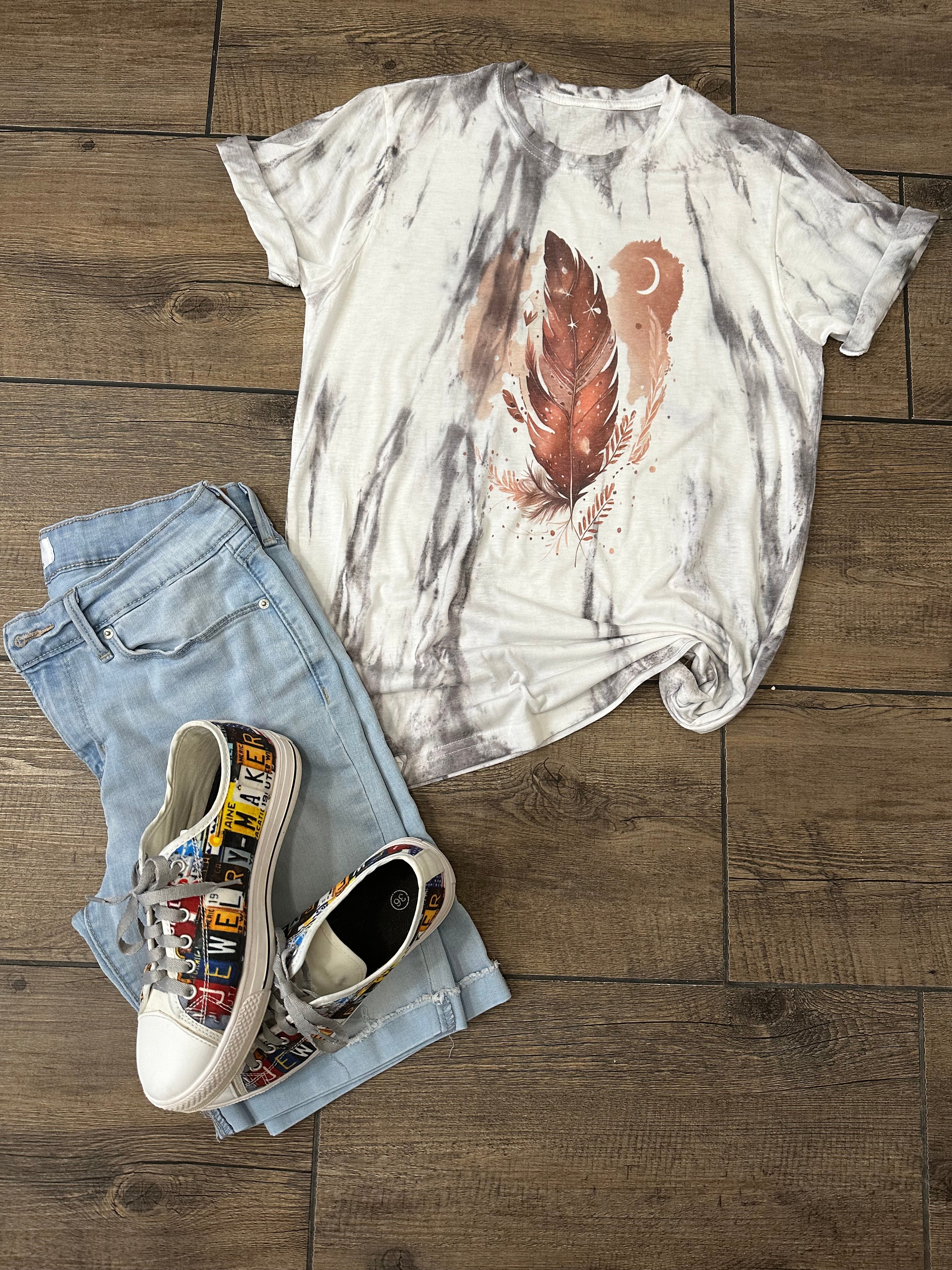 Tie Dye Celestial Feather T-Shirt