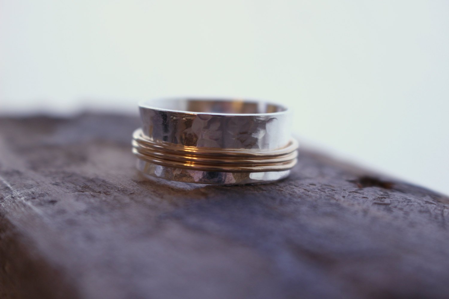 Spinner Ring - Gold Silver Meditation Ring - Gift for her - Jewelry sale - wide band ring