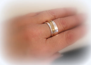 Spinner Ring - Gold Silver Meditation Ring - Gift for her - Jewelry sale - wide band ring