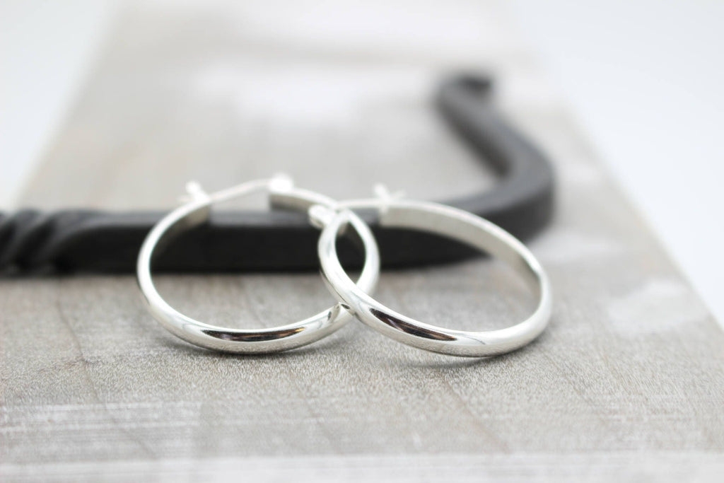 Polish 1 Inch Sterling Silver Hoop