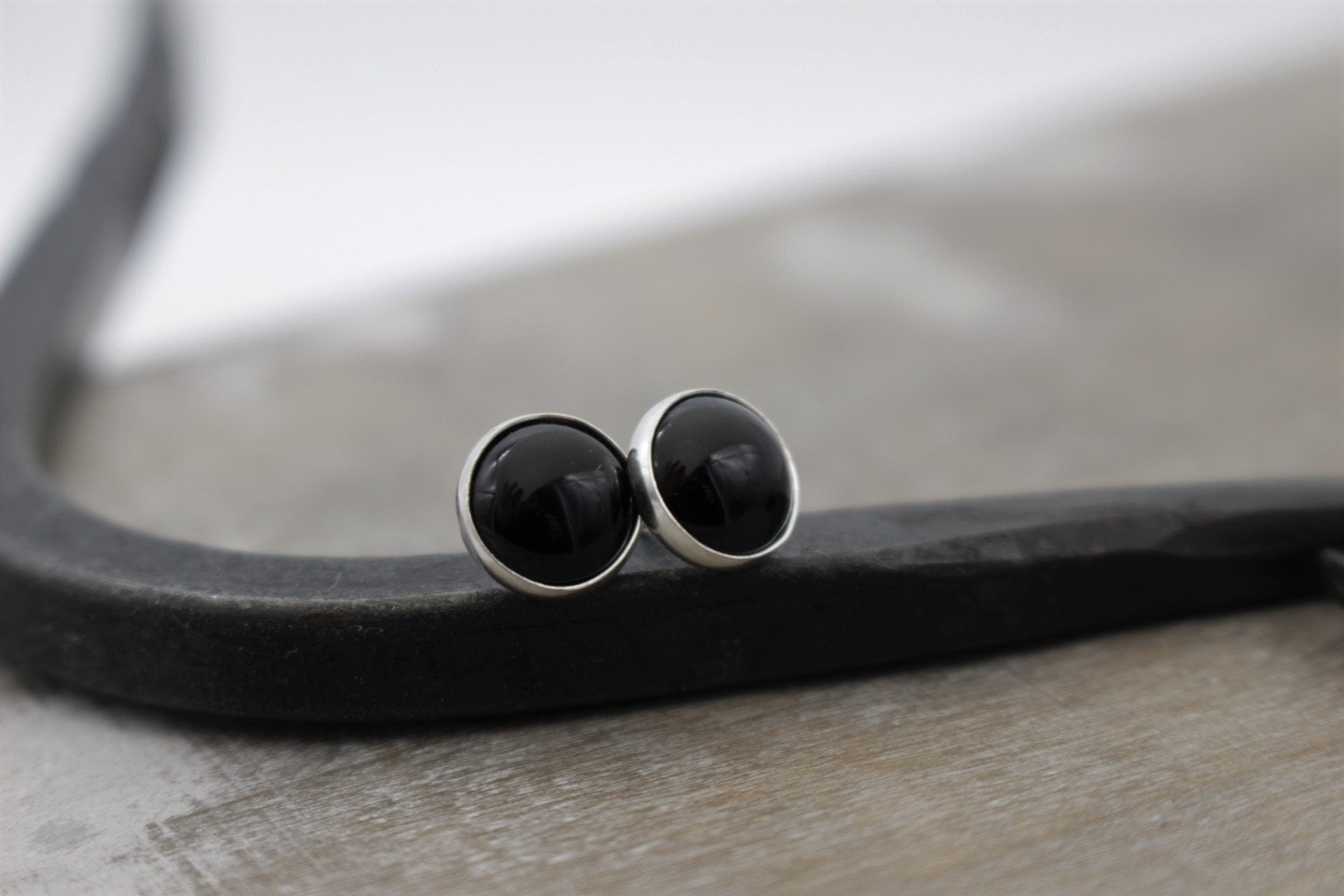 Large Black Onyx Stud Earrings