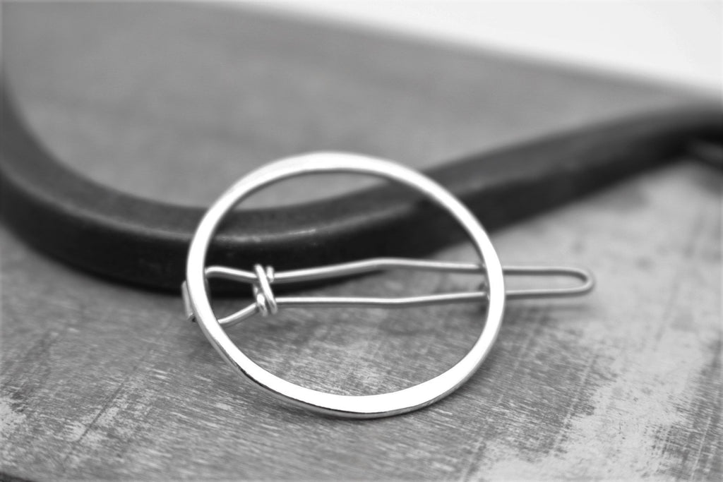 Small sterling silver circle barrette