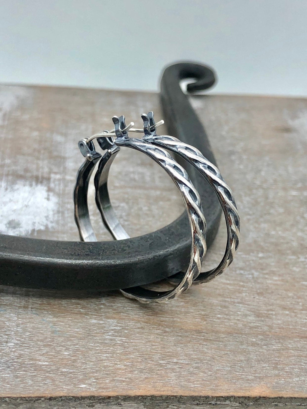 Sterling Silver Twisted Hoop Earrings / Silver Rope Earrings / Medium Hoop Earrings / Gift For Her