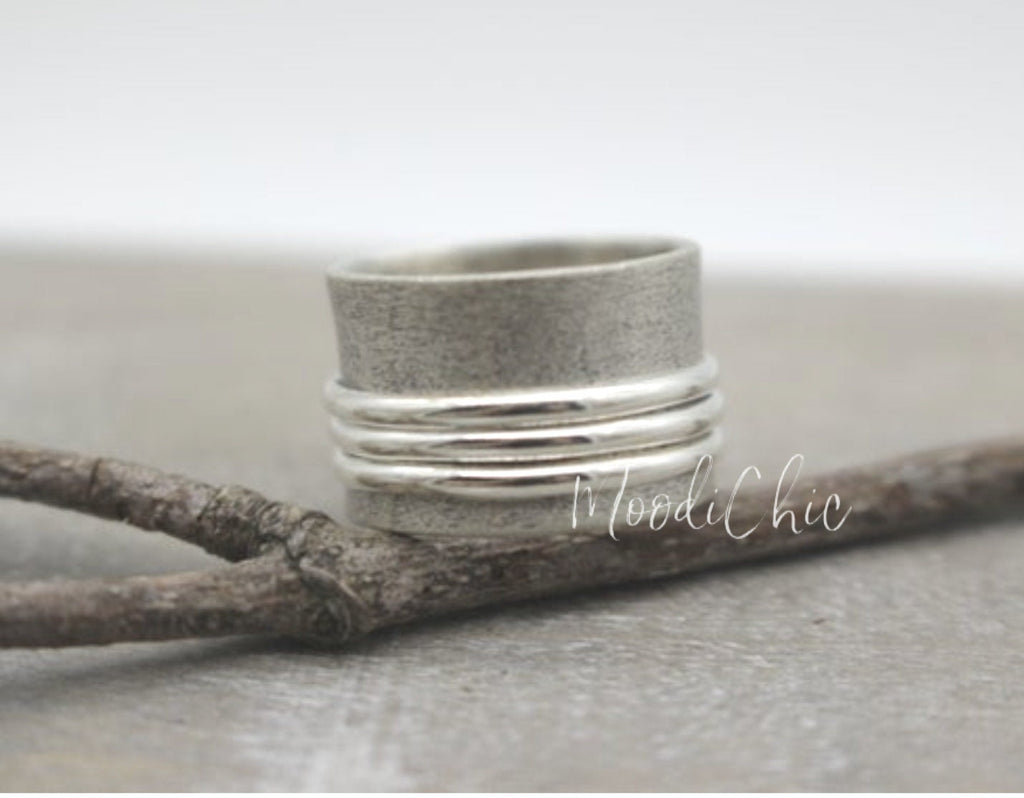 Spinner Ring - Sterling silver spinner Ring - Gift for her - Wide Band Ring - Fiddle Ring - Jewelry Sale - ring Band