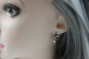 Petite floral silver hoop earrings 3/4”