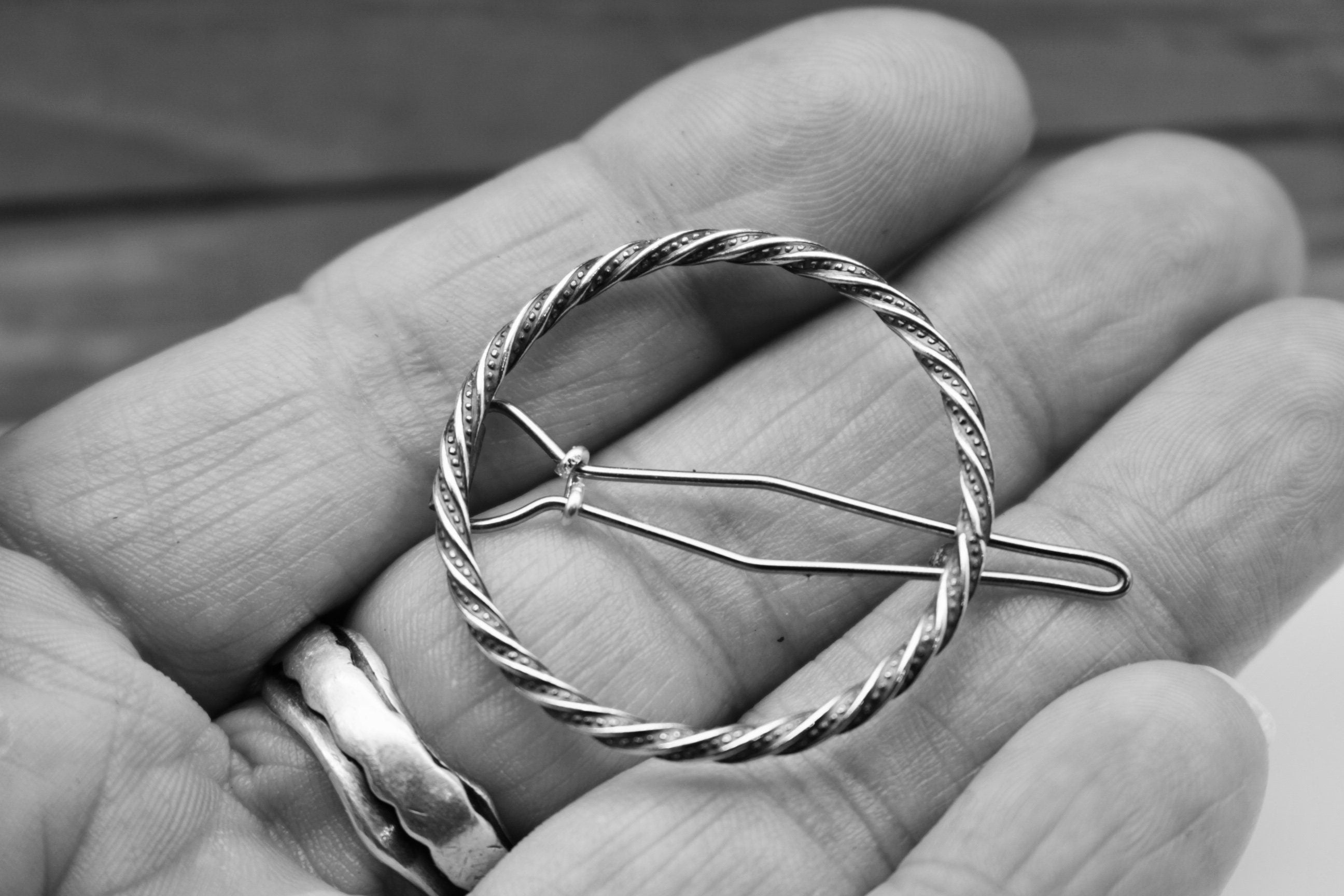 Rustic Small Silver circle barrette