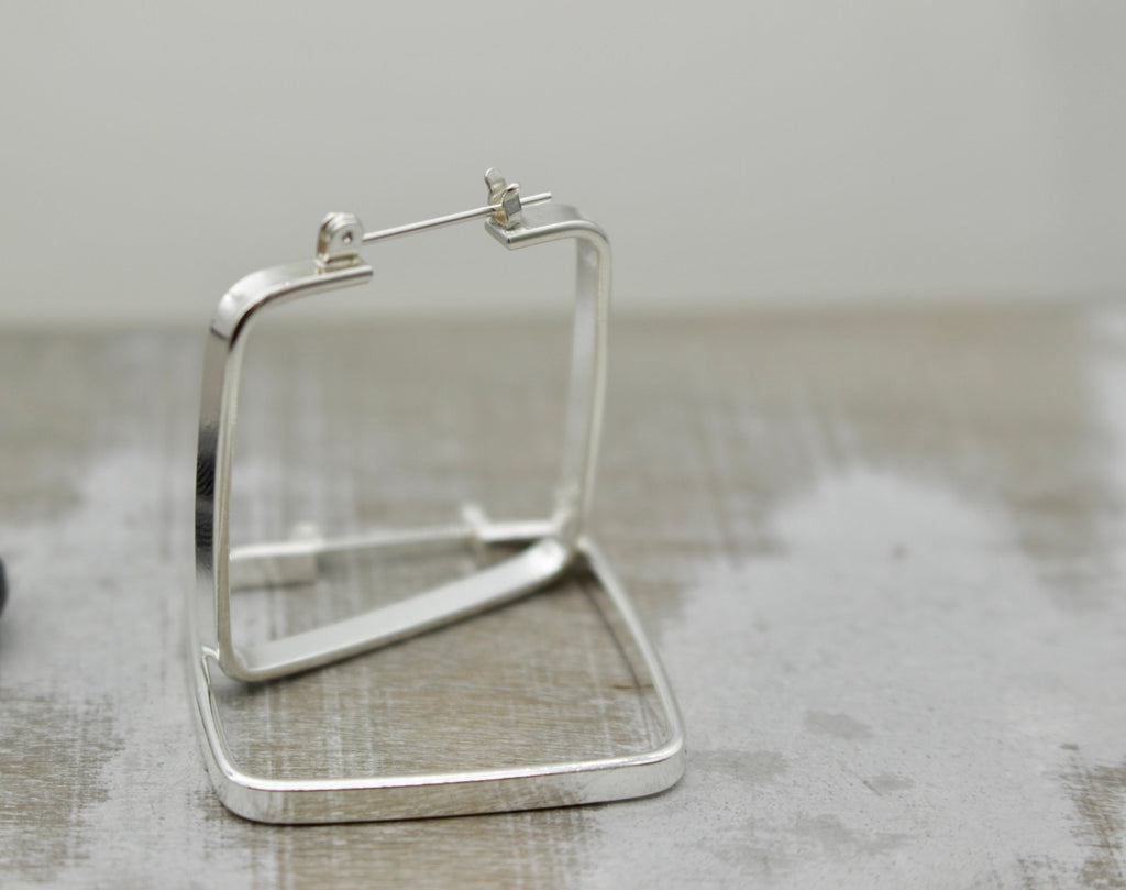 Sterling silver square hoop earrings