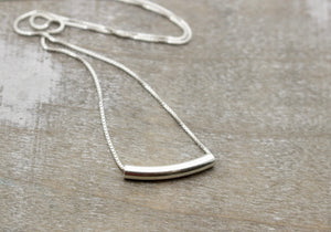 Minimalist Sterling silver tube necklace