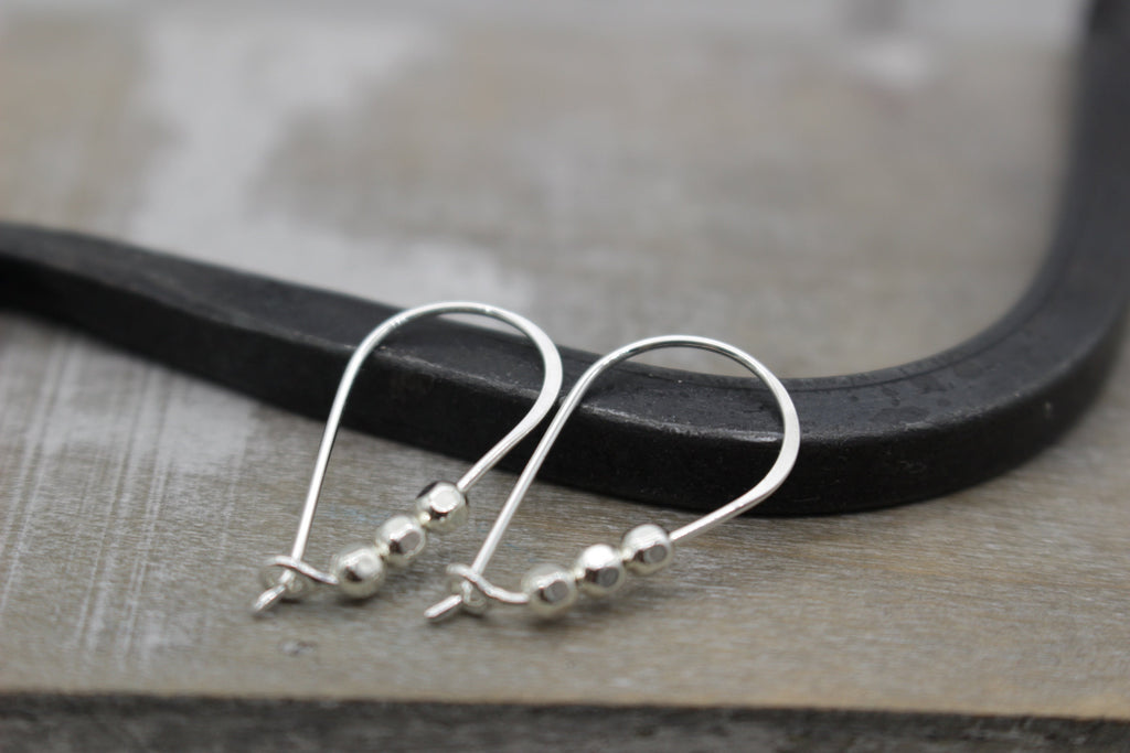 Sterling Beaded Hoop Earrings