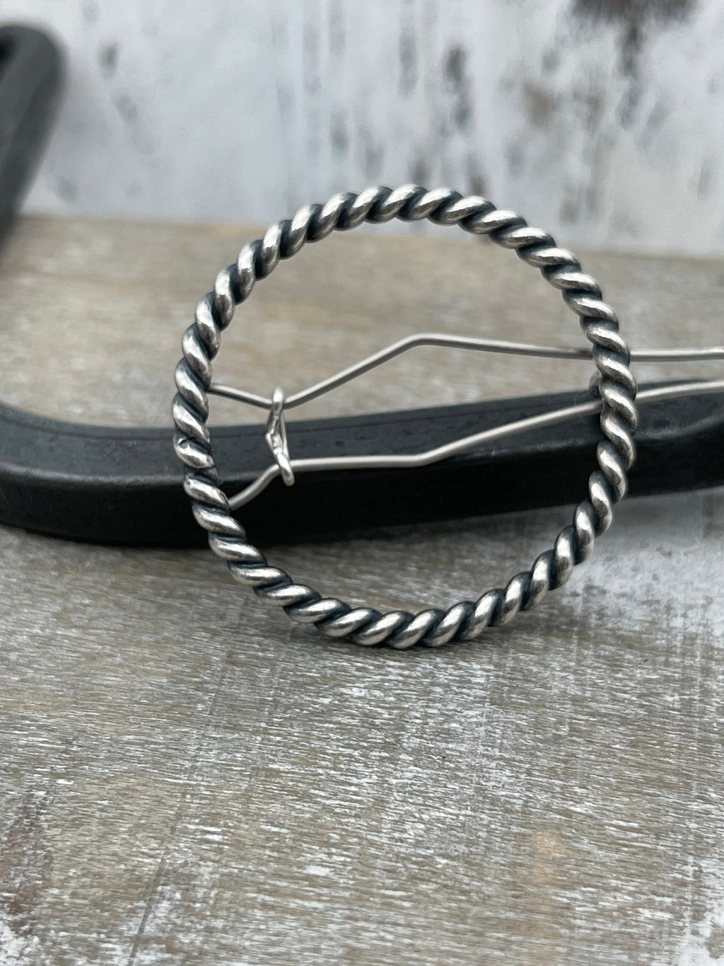 Small Silver twisted barrette