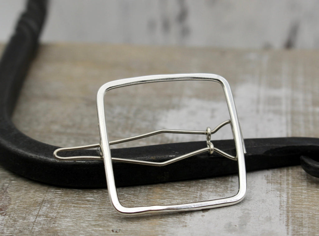 Small square silver barrette